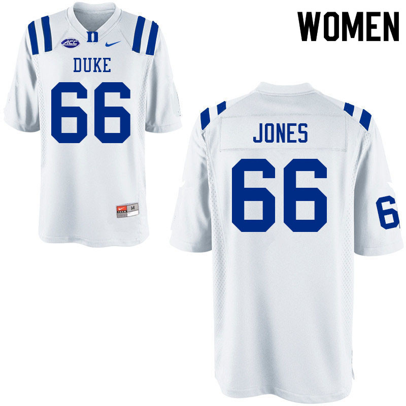 Women #66 Andrew Jones Duke Blue Devils College Football Jerseys Sale-White - Click Image to Close